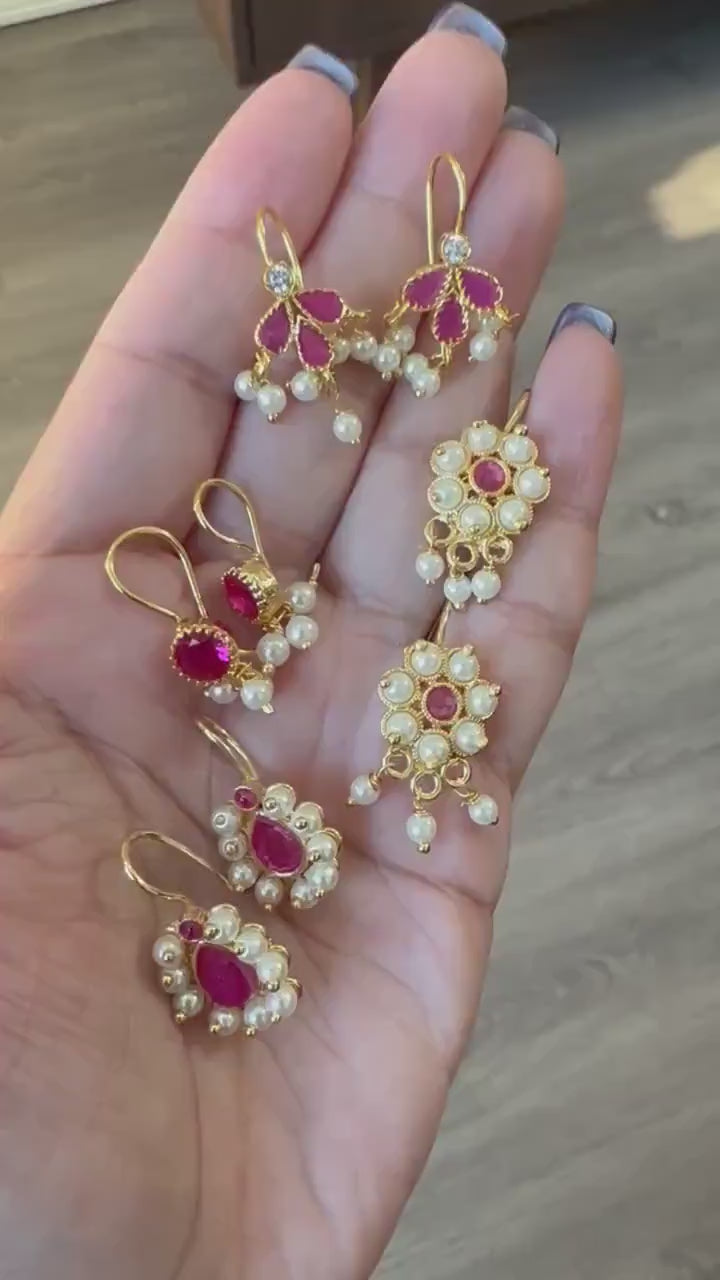 Maharashtrian Bugdi: Ruby Gold Plated Earrings